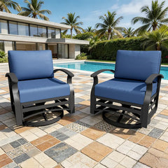 Kullavik 5-teiliges Outdoor-Terrassenmöbel-Set – 48-Zoll 55000 BTU runder Feuerstellen-Esstisch, 4 drehbare Aluminiumstühle mit rutschfesten Kissen, wasserdichte Abdeckungen inklusive