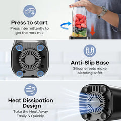 Ganiza Professional Smoothie Blender 1100W Motor 25000 RPM 8 Auto Programs for Frozen Fruits Ice 64 oz Large 12-in-1 Countertop Blender Dishwasher Safe Multifunctional Juicer food processor nutribullet vitamix juicer machine