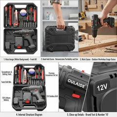 Tool Set Kit ,All-in-One Compact Tools kit,Home Tool Kit With Storage Case, DIY Power Tools For Fence Work, Home Décor, Furniture Assembly & Everyday Repairs