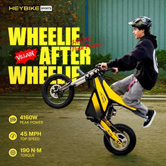 HEYBIKE VILLAIN E-Bike | Spitzenleistung 4160W | 190N·m Drehmoment | Höchstgeschwindigkeit 72 km/h | Reichweite bis zu 80 km | 52V 26Ah entnehmbarer Akku | All-Terrain Fat Tires | Hydraulische Federung | IPX6 Wasserdicht | Magnetischer Sicherheitsschalter