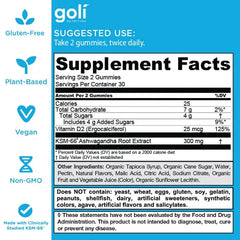 Goli Ashwagandha & Vitamin D Gummibärchen - Waldfrucht, KSM-66, Vegan, Pflanzlich, Gentechnikfrei, Glutenfrei & Gelatinefrei. Amerikas #1 Ashwagandha-Marke