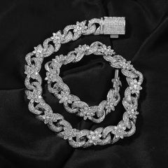 1-100 Niche design flower zircon infinite chain necklace trendy brand versatile high-end hip-hop accessories