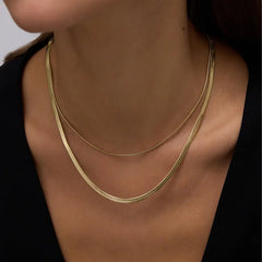 PAVOI Wasserdichte Kettenhalsketten für Damen – 14K vergoldete flache Panzer-, Fischgräten-, Schlangen-, Kordel-, Chunky Paperclip-, Zirkonia-Kubanische Glieder- und Figaro-Schichtketten – Edelstahlschmuck