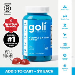 Goli Ashwagandha & Vitamin D Gummibärchen - Waldfrucht, KSM-66, Vegan, Pflanzlich, Gentechnikfrei, Glutenfrei & Gelatinefrei. Amerikas #1 Ashwagandha-Marke
