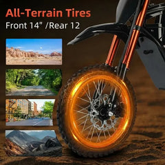 ESKUTE 3500W Mittelmotor E-Bike für Erwachsene, All-Terrain Elektrofahrrad für Campingausrüstung, 48V 23Ah 60 Meilen Dual-Sitz E-Bikes, Vatertagsgeschenk + Gratis Helm