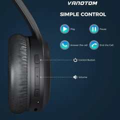 VANOTOM Wireless Headphone Foldable Bluetooth Over Ear Headset for Gaming Phones Computers Electronics Audio with 65H Playtime HIFI Sound Qualitye, Hybrid Wired Earbuds, Connection Cable | Summervibes