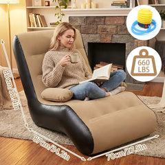 Muttertagsgeschenk S-förmige Liege (mit Luftpumpe) – Tragbares PVC-Schlafsofa, vielseitiger Indoor-/Outdoor-Luftkissenstuhl; Ideal für Terrassen, Gärten, Strände und Freizeitbereiche; Moderner Stuhl mit Rückenlehne und Reisesitz