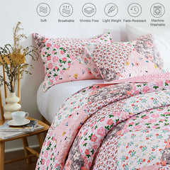 【Sommerlaune】Walflotte Wendedecken, leichte Boho-Tagesdecken mit Druckmuster, Bettüberwurf-Set mit 2 Kissenbezügen für King/Queen-Size, 1 Kissenbezug für Twin-Size, weich für alle Jahreszeiten