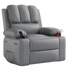 360° Swivel Rocker Recliner Chair with Massage & Heat, Manual PU Leather Recliner