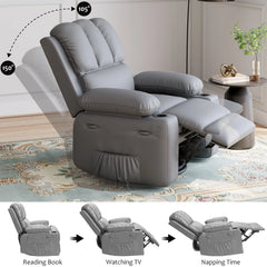 360° Swivel Rocker Recliner Chair with Massage & Heat, Manual PU Leather Recliner
