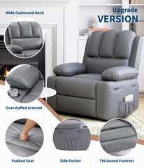 360° Swivel Rocker Recliner Chair with Massage & Heat, Manual PU Leather Recliner