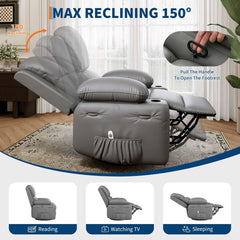 360° Swivel Rocker Recliner Chair with Massage & Heat, Manual PU Leather Recliner