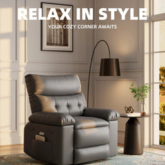 360° Swivel Rocker Recliner Chair with Massage & Heat, Manual PU Leather Recliner