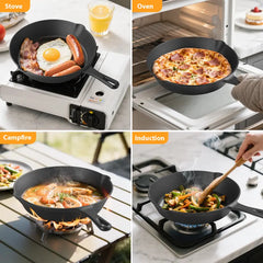 LOVEWE 3-Piece Cast Iron Skillet Set, Pre-Seasoned Frying Pans, Nonstick & Ergonomic Handles-Oven, Grill, Campfire, Indution, Stove Safe-Easy to Use Cookware outdoorfun