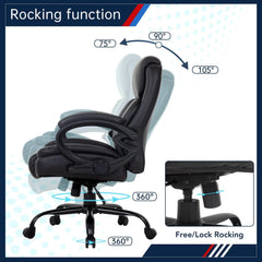 400 lb Big & Tall Office Chair – Wide Seat Ergonomic Desk Chair with Lumbar Support & Arms
