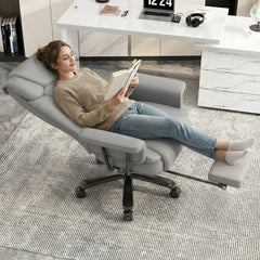 400 lbs Big & Tall Reclining Office Chair with Footrest – High Back Gray Desk Chair