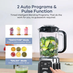 Ganiza Professional Smoothie Blender 1100W Motor 25000 RPM 8 Auto Programs for Frozen Fruits Ice 64 oz Large 12-in-1 Countertop Blender Dishwasher Safe Multifunctional Juicer food processor nutribullet vitamix juicer machine