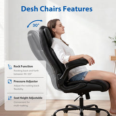 500 lb Big & Tall Office Chair – Heavy Duty Executive PU Leather Wide Seat Desk Chair