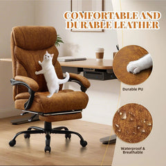 500 lbs Big & Tall Office Chair with Footrest – Ergonomic Leather Executive Chair