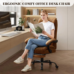 500 lbs Big & Tall Office Chair with Footrest – Ergonomic Leather Executive Chair
