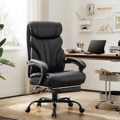 500 lbs Big & Tall Office Chair with Footrest – Wide Ergonomic Computer Desk Chair