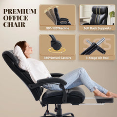 500 lbs Big & Tall Office Chair with Footrest – Wide Ergonomic Computer Desk Chair