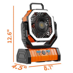 OGERY Rechargeable Camping Fan with LED Light, Portable Multi-functional Fan with 360° Rotating Hook, Oscillating Emergency Camping Fan Cordless Rotatable Battery Powered Lightweight summerwins