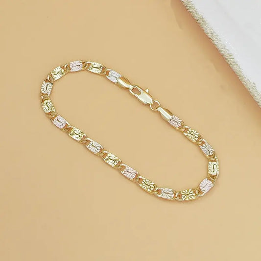 14K gold-plated bracelet Square link jointed chain Punk hip-hop style men's and women's universal bracelet Golden tone fashionable accessory waterproof women's bracelet
