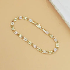 14K gold-plated bracelet Square link jointed chain Punk hip-hop style men's and women's universal bracelet Golden tone fashionable accessory waterproof women's bracelet