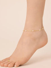 PAVOI Bracelet de cheville délicat à maillons plaqué or 14 carats pour femme - Bijoux de cheville réglables