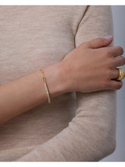 PAVOI 14k Gold Plated Tennis Bracelets for Women - Paperclip Link Chain and Cubic Zirconia Gold Bracelet - Trendy Bridal Jewelry