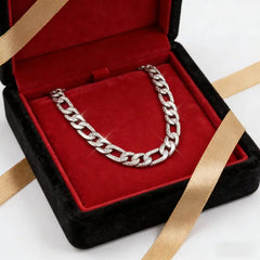 Men's Stainless Steel Figaro Chain Necklace Set, 12MM Polished Silver Tone Cuban Link Curb Chain Necklaces, Hip Hop Rapper Style Chunky Thick Chain Jewelry,925 Silver Plated Stylish ,For Men Women Daily Wear, Valentine's Day Birthday Gift