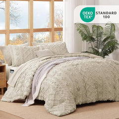 Full Size Comforter Set Autumn Leaf, Tufted Boho Bedding Farmhouse Bed Set, All Season 7 Pieces Bed in a Bag with Sheets, Pillowcases & Shams