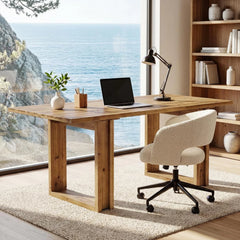 63 Farmhouse Solid Wood Executive Desk – Rectangular Computer & Writing Table