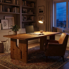 63" Solid Wood Executive Desk – Large Modern Rectangular Office Computer Desk