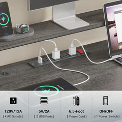 66 L Shaped Computer Desk with LED Lights & Power Outlet – Home Office Corner Desk