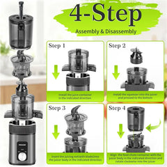 MDHAND Entsafter Kaltpresse - Entsafter Maschinen, 200W Entsafter mit 112mm breiter Einfüllöffnung, leiser & leistungsstarker 60 U/min Motor, Rücklauffunktion, leicht zu reinigen, Edelstahlgehäuse#vatertagsgeschenk