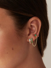 PAVOI 14K vergoldete Kettenohrringe für Damen – Ohrringe mit doppelter Kette und Stecker – Ohrstecker mit Zirkonia und Manschette für Damen