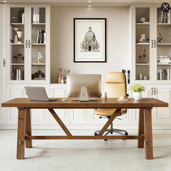 70.87" Solid Wood Executive Office Desk – Modern Computer & Writing Table