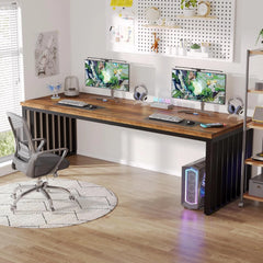 78.74" Extra Long 2 Person Computer Desk with Metal Frame – Double Office Work Desk