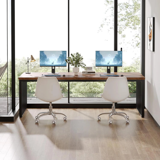 78.74" Extra Long 2 Person Computer Desk with Metal Frame – Double Office Work Desk
