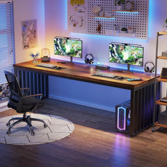 78.74" Extra Long 2 Person Computer Desk with Metal Frame – Double Office Work Desk