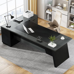 78 L-Shaped Executive Desk with Drawers & File Cabinet – Large Modern Office Desk