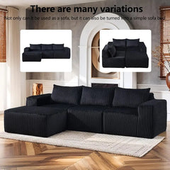 【3 Unterpakete】 Niccae 101" L-förmiges modulares Ecksofa – knochenloses Wolkensofa mit Cordstoff, Memory-Schaum-Unterstützung & montagefreies Design – Perfektes flauschiges Sofa für das Wohnzimmer
