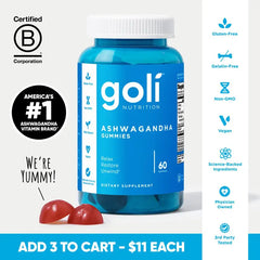 Goli Ashwagandha & Vitamin D Gummibärchen - Waldfrucht, KSM-66, Vegan, Pflanzlich, Gentechnikfrei, Glutenfrei & Gelatinefrei. Amerikas #1 Ashwagandha-Marke