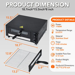 12-Inch Electric Commercial Pizza Oven