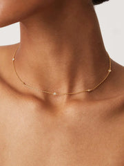 PAVOI 14K vergoldete Halskette für Damen – filigrane Choker-Halskette mit simulierten Diamanten – leichte CZ-Kettenhalskette für Damen