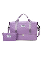 Große Reisetasche Set, Reisetasche mit Reißverschluss und Buchstabenmuster mit Schuhfach, lässige Sport-Fitnesstasche für Damen und Herren, Wochenend-Reiseset