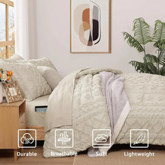 Full Size Comforter Set Autumn Leaf, Tufted Boho Bedding Farmhouse Bed Set, All Season 7 Pieces Bed in a Bag with Sheets, Pillowcases & Shams