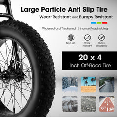 S20109 20 Zoll Mountainbike für Kinder und Jugendliche, Rahmen aus Kohlenstoffstahl, Scheibenbremsen, strapazierfähige Breitreifen, Federung vorne, 7-Gang, ideal für Schnee und Gelände
